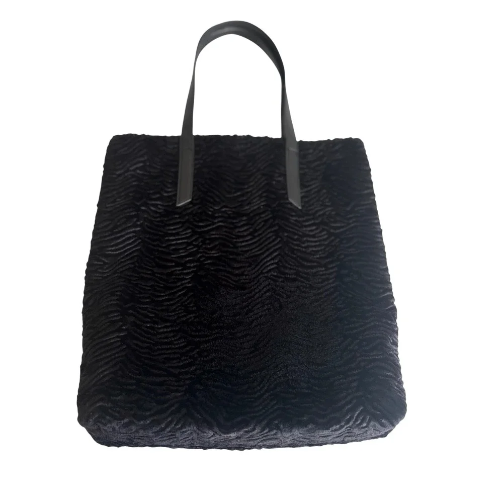 Urban Outfitters Black Textured Faux Fur Tote Bag Shoulder Bag‎ Whimsigoth